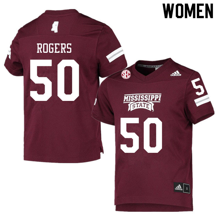 Women #50 Timar Rogers Mississippi State Bulldogs College Football Jerseys Sale-Maroon - Click Image to Close